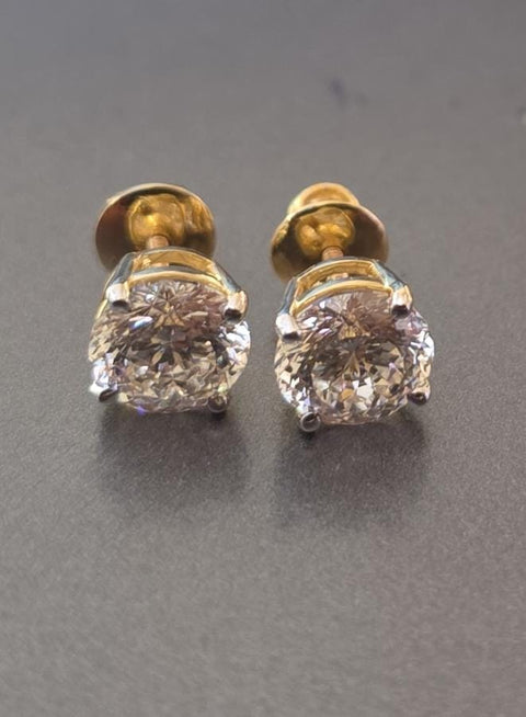 Portuguese cut lab grown diamond earring 14k gold