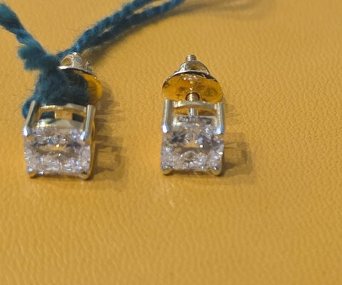 Cushion Cut lab grown diamond 14k earring