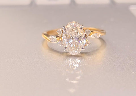 Oval Cut Lab Grown Diamond 14k Gold Ring