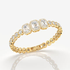 Women's Emerald Cut Moissanite Diamond Sterling Silver Bracelets