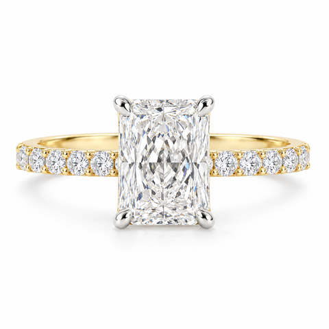 Dahlia Vale Radiant Cut Lab Grown Diamond 14K Gold Ring — studio render