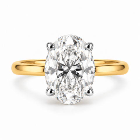 Aria Muse Oval Cut Lab Grown Diamond 14K Gold Ring studio image on white background