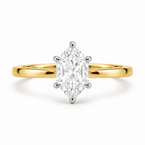 Dutch Marquise Lab Grown Diamond Solitaire Hidden Halo 14K Gold Ring — bright white diamond studio render