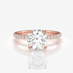 Caratbazaar Round Cut Moissanite Diamond Pave 14k Gold Ring