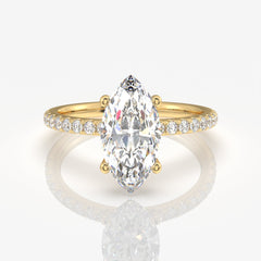 Marquise Cut Moissanite Diamond Pave 14k Gold Ring