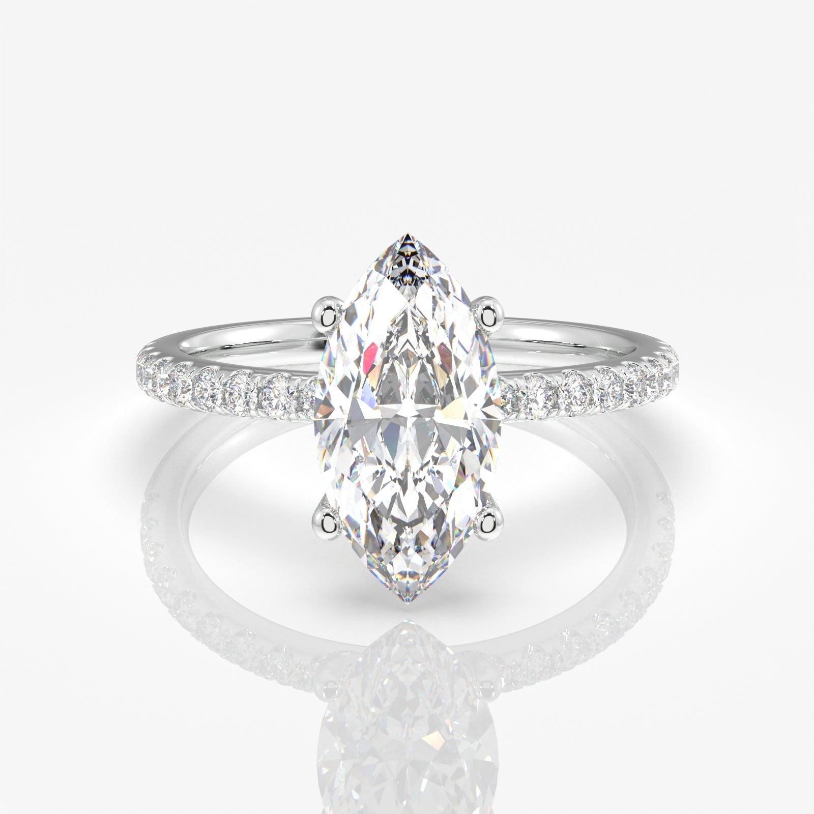Marquise Cut Moissanite Diamond Gold Ring