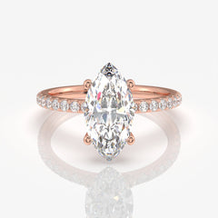 Caratbazaar Marquise Cut Moissanite Diamond Pave 14k Gold Ring