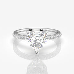 Heart Cut Moissanite Pave 14k Gold Ring