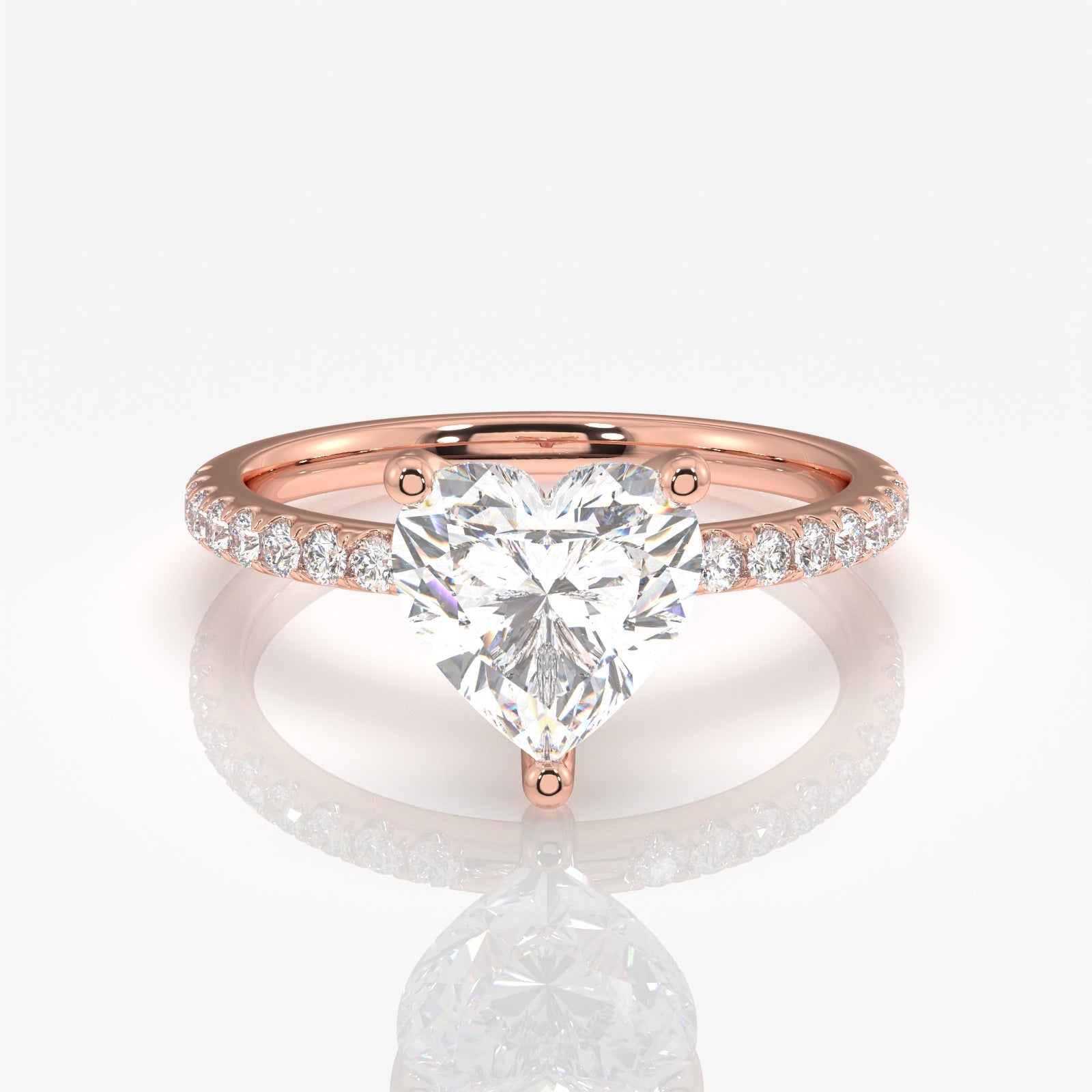 Caratbazaar Heart Cut Moissanite Diamond Pave 14k Gold Ring