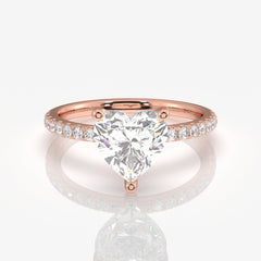 Caratbazaar Heart Cut Moissanite Diamond Pave 14k Gold Ring