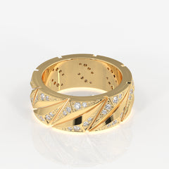 Round Cut Lab Grown Diamond Men's 14K Gold Ring