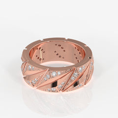 Round Cut Lab Grown Diamond Men's 14K Gold Ring