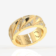 Round Cut Moissanite Diamond Men's 18K Gold Ring