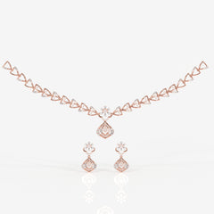 Round and Pear Cut Moissanite Diamond Wedding Sterling Silver Necklace