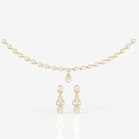 Round & Marquise Moissanite Diamond Wedding Sterling Silver Necklace