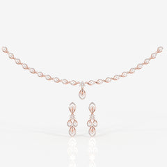 Round & Marquise Moissanite Diamond Wedding Sterling Silver Necklace