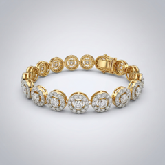 Round Cut Moissanite Diamond fashion 14K Bracelet
