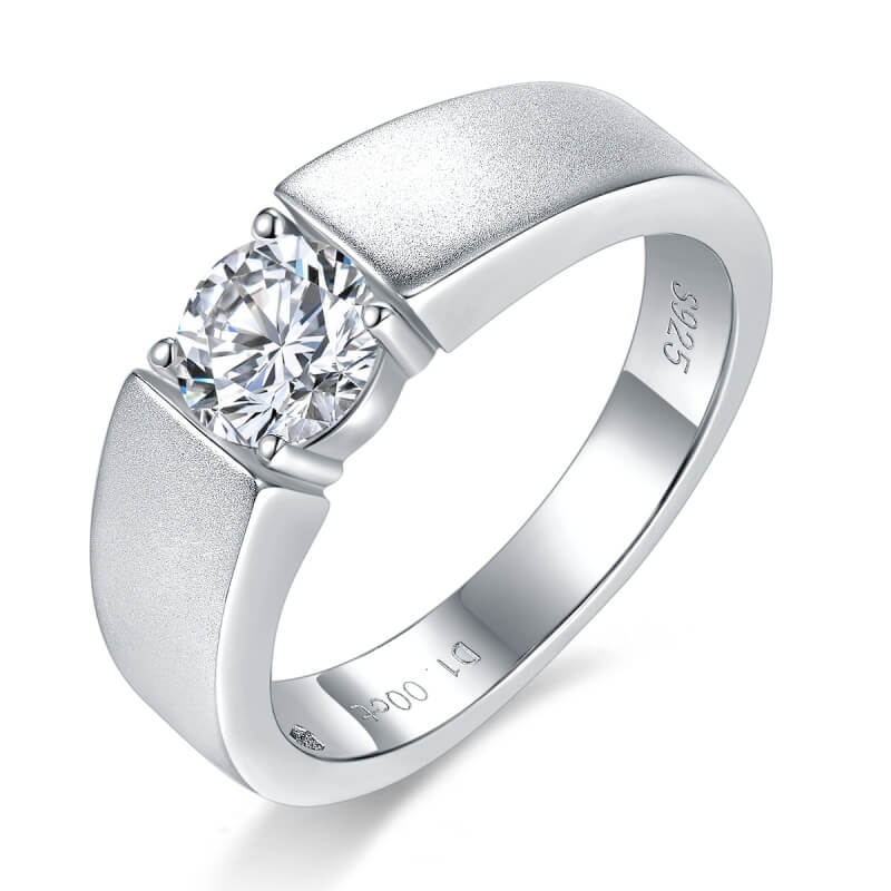 Silver band with single diamond hotsell