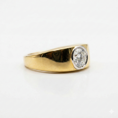 Round Cut Lab Grown Diamond Men's 14K Yellow Gold Ring