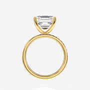 Asscher Cut Lab Grown Diamond Three Layer Pave 14K Gold Ring