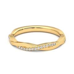 Round Cut Moissanite Diamond Twisted Wedding Band 18K Gold Ring