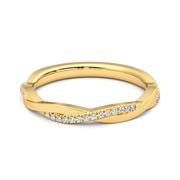 Round Cut Moissanite Diamond Twisted Wedding Band Sterling Silver Ring