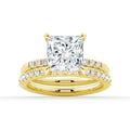 Princess Cut Lab Grown Diamond Hidden Halo Engagement 9K Gold Ring