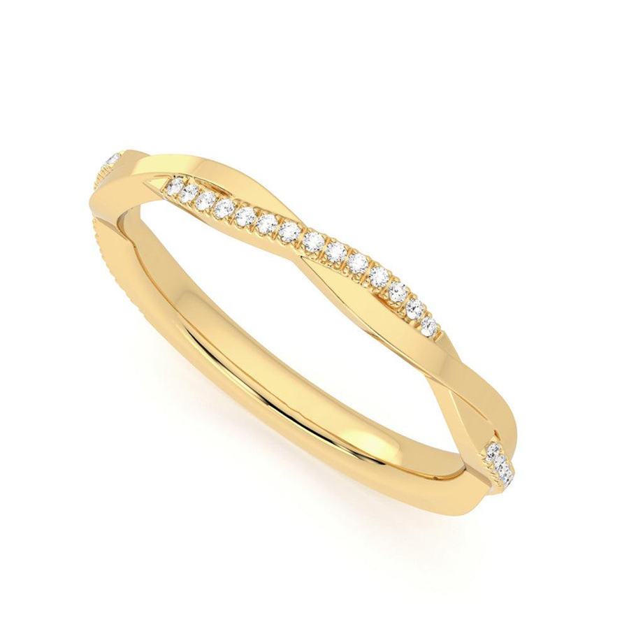 Round Cut Moissanite Diamond Twisted Wedding Band Sterling Silver Ring