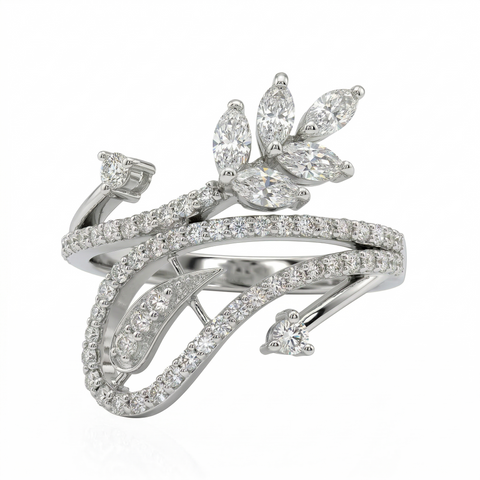 Marquise & Round Lab Grown Diamond 14K Gold Engagement Ring