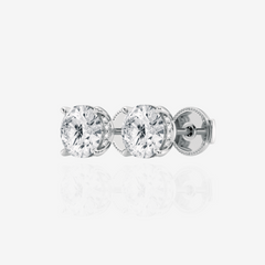 Round Cut Moissanite Diamond Hidden Halo Stud Sterling Silver Earrings