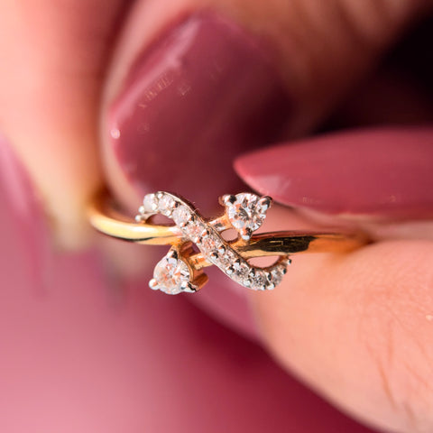 Petite Blossom Round Cut Lab Grown Diamond 14K Gold Ring