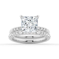 Princess Cut Moissanite Diamond Hidden Halo Engagement 18K Gold Ring