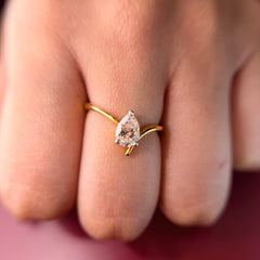 Pear Cut Moissanite Diamond Sterling Silver Engagement Ring