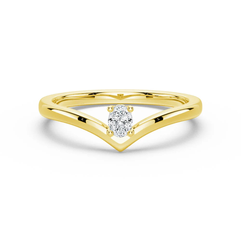 Oval Cut Moissanite Diamond Solitaire 14K Gold Ring