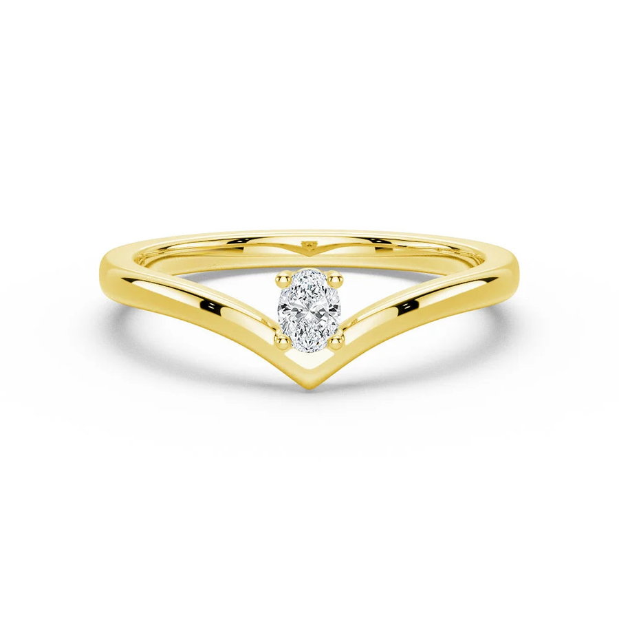 Oval Cut Moissanite Diamond Solitaire 14K Gold Ring