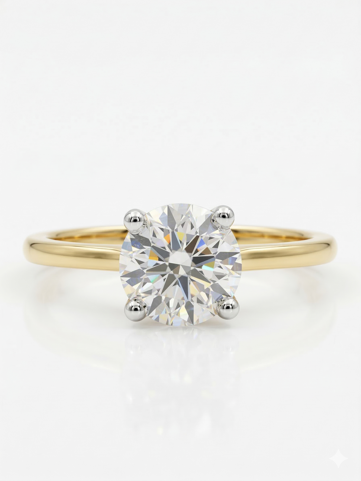 Classic Solitaire Round Cut Lab Grown Diamond 14K Gold Ring