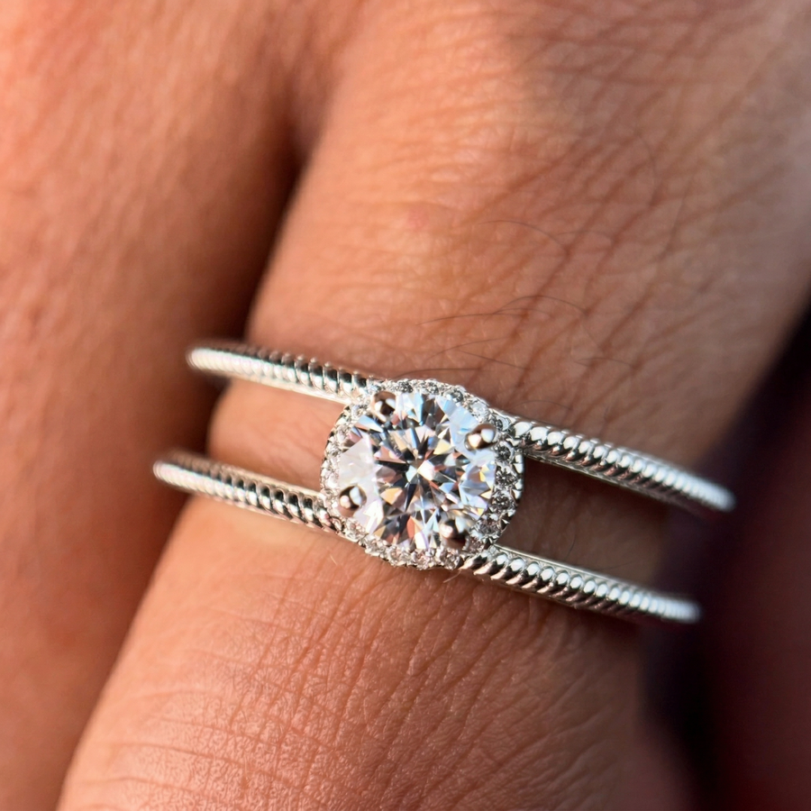 Regal Crown Moissanite Diamond Men's Sterling Silver Ring