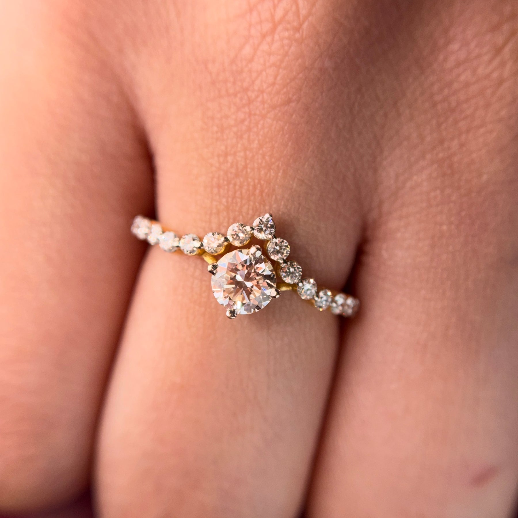 Round Cut Moissanite Diamond Sterling Silver Engagement Ring