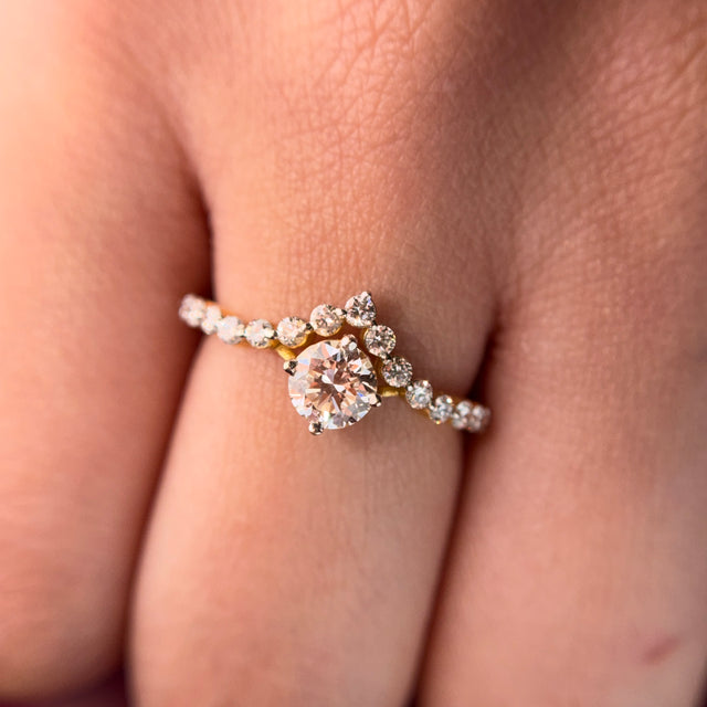 Round Cut Lab Grown Diamond 14K Gold Engagement Ring