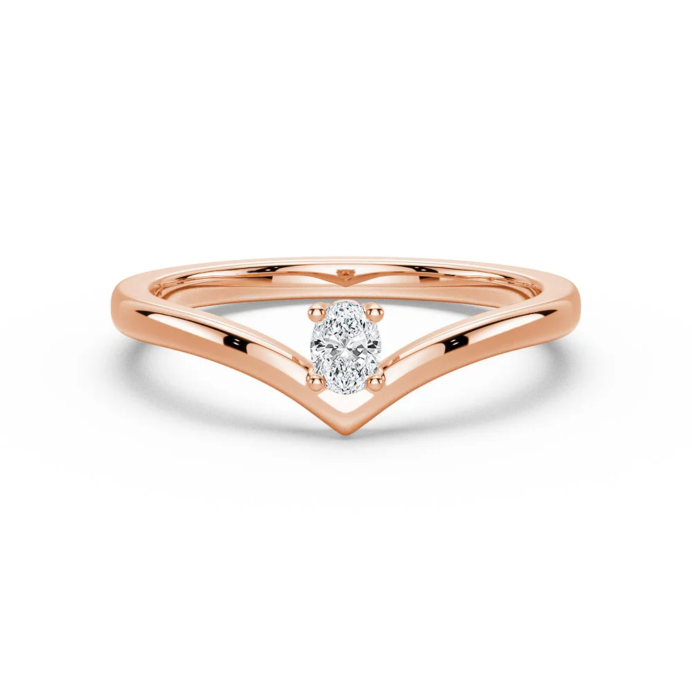 Oval Cut Moissanite Diamond Solitaire 14K Gold Ring