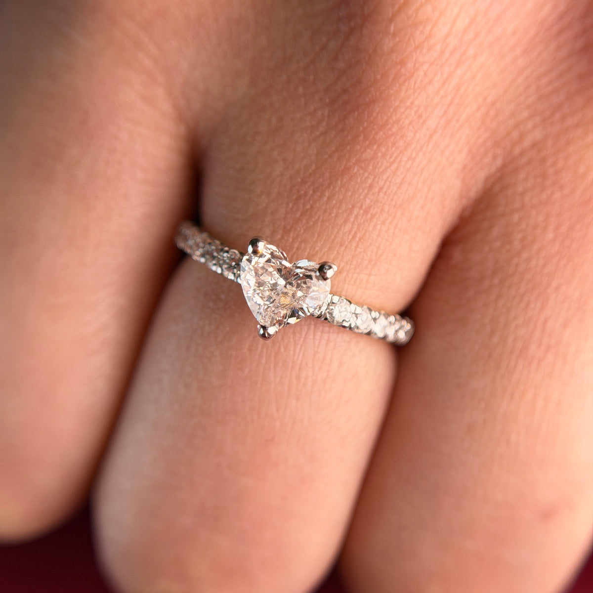Halo Heart Cut Moissanite Diamond Engagement 18K Gold Ring