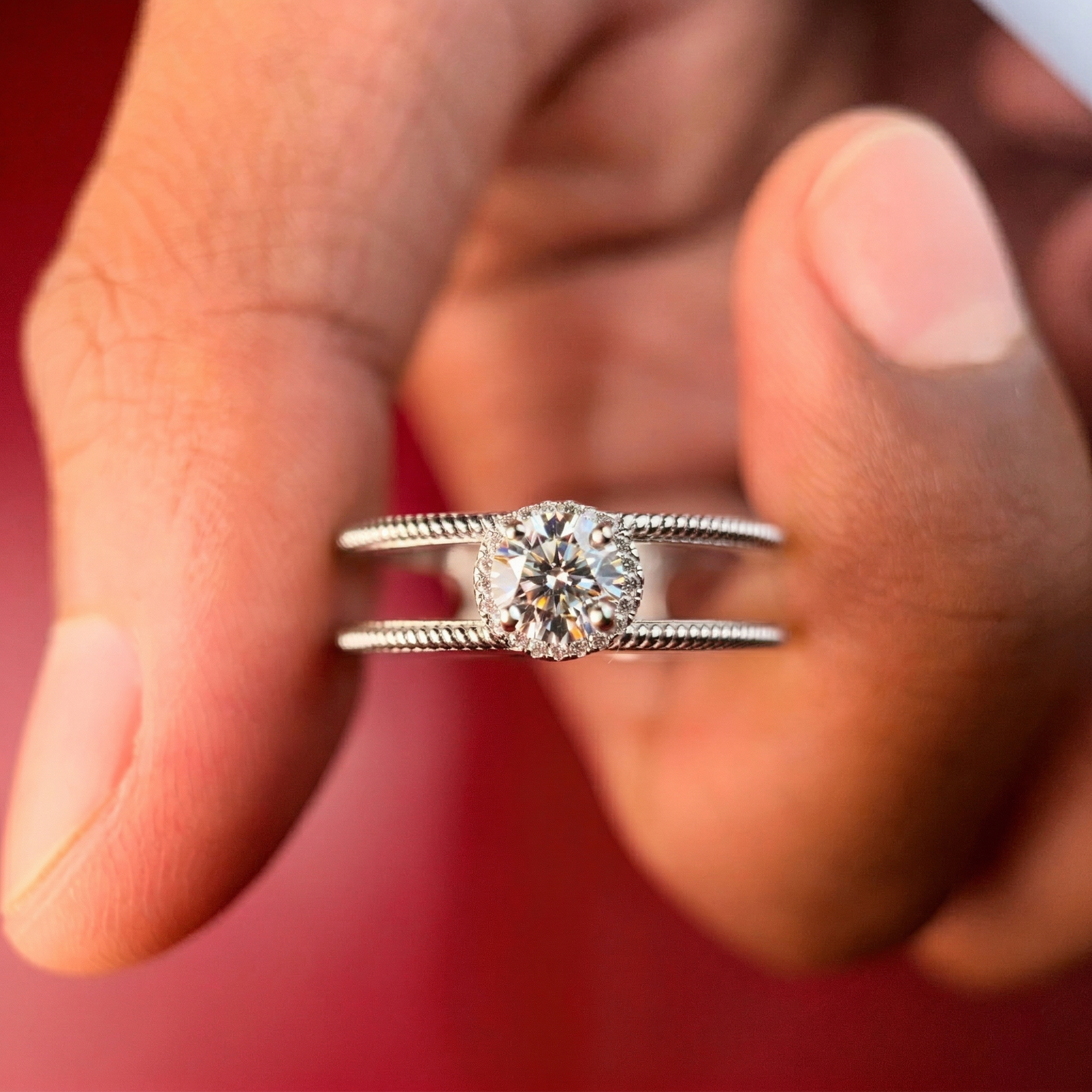 Regal Crown Moissanite Diamond Men's Sterling Silver Ring