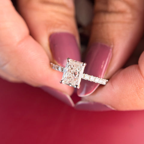 Classic Radiant Cut Lab Grown Diamond 14K Gold Ring