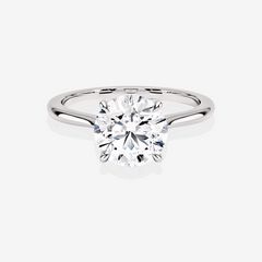 Round Cut Moissanite Diamond Petite Solitaire Engagement 18k Gold Ring