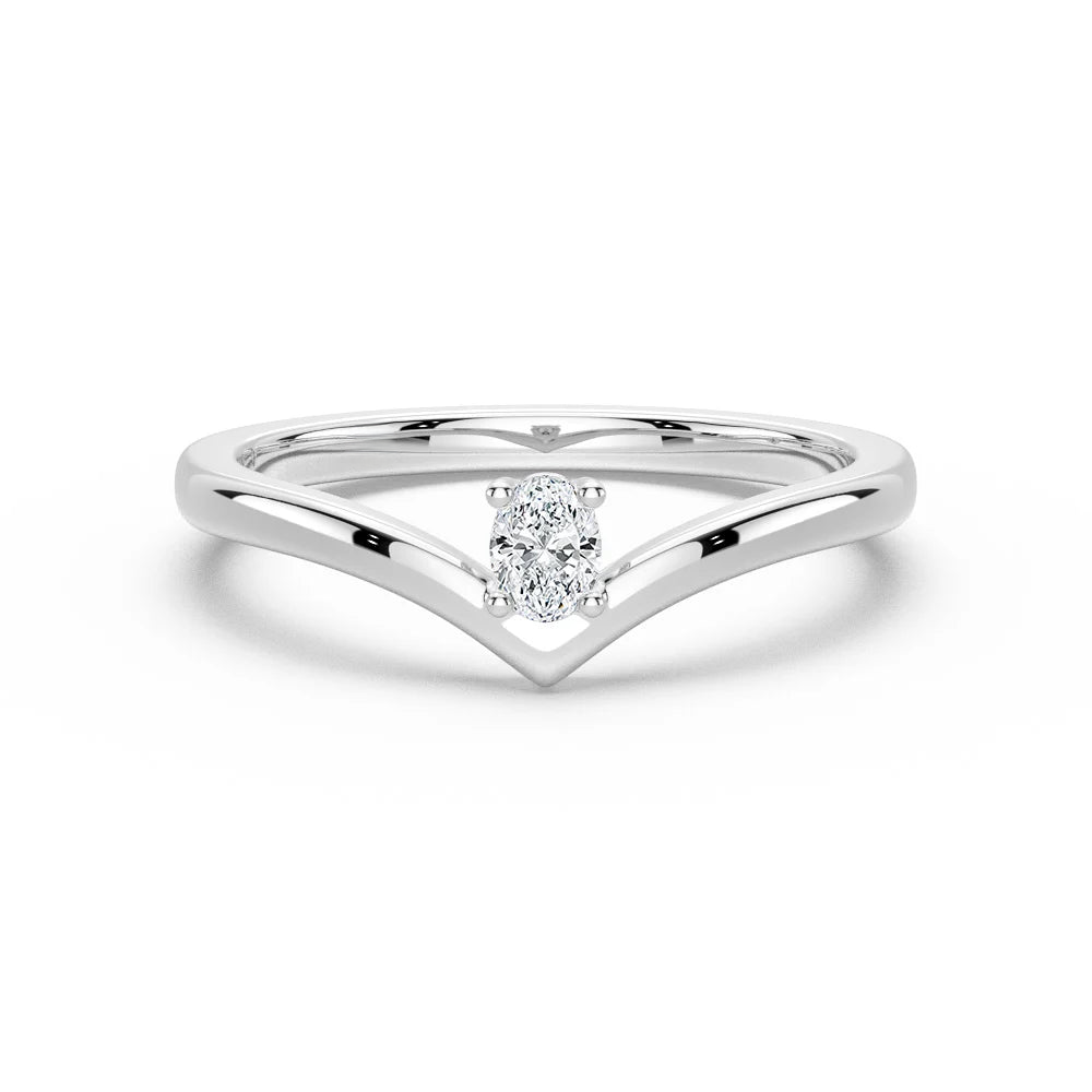 Oval Cut Moissanite Diamond Solitaire 14K Gold Ring