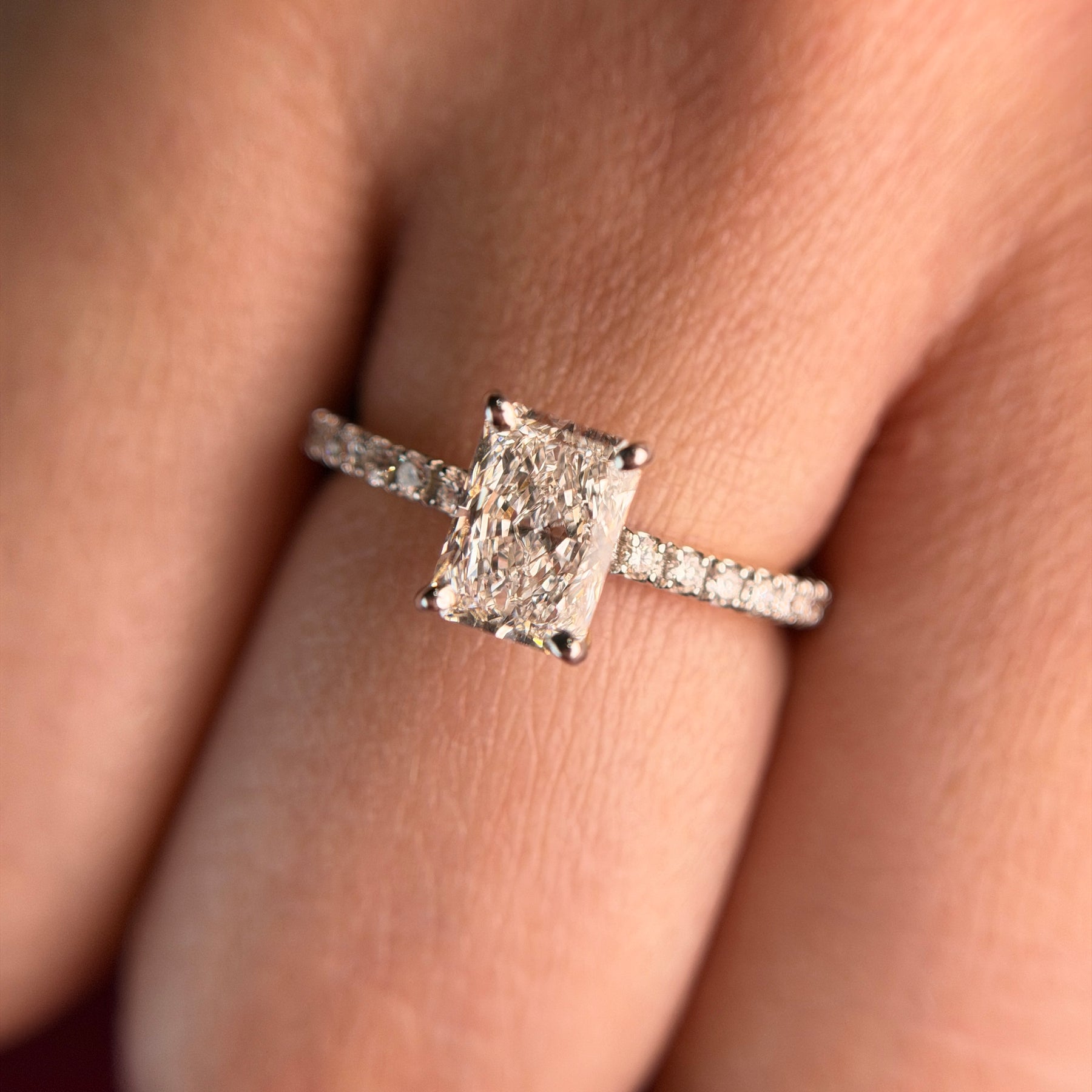 Classic Radiant Cut Lab Grown Diamond 14K Gold Ring