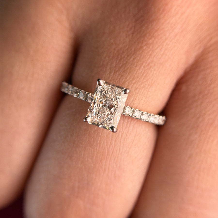 Classic Radiant Cut Lab Grown Diamond 14K Gold Ring
