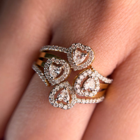 Hearts Embrace Heart Cut Lab Grown Diamond 14K Gold Ring
