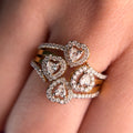 4 Heart Moissanite Diamond Sterling Silver Engagement Ring