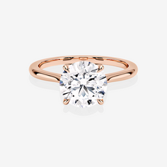 Round Cut Moissanite Diamond Petite Solitaire Engagement 18k Gold Ring